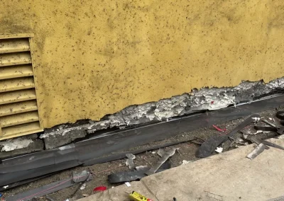 Fire damage to stucco repair in progress